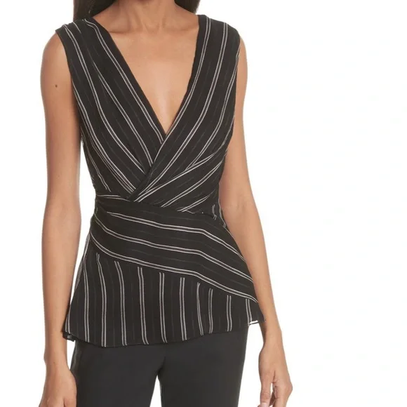 NWT JASON WU GREY painterly stripe silk blouse sleeveless women’s size 12 - Picture 1 of 6